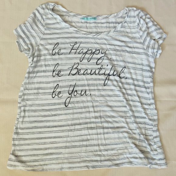 Maurices Gray &  White Stripped Short-sleeve T-shirt - Picture 1 of 3